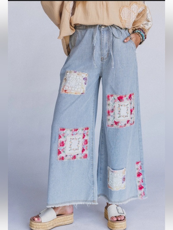 POL Pants - NWOT-POL Coastal Lines Striped Patchwork Pants